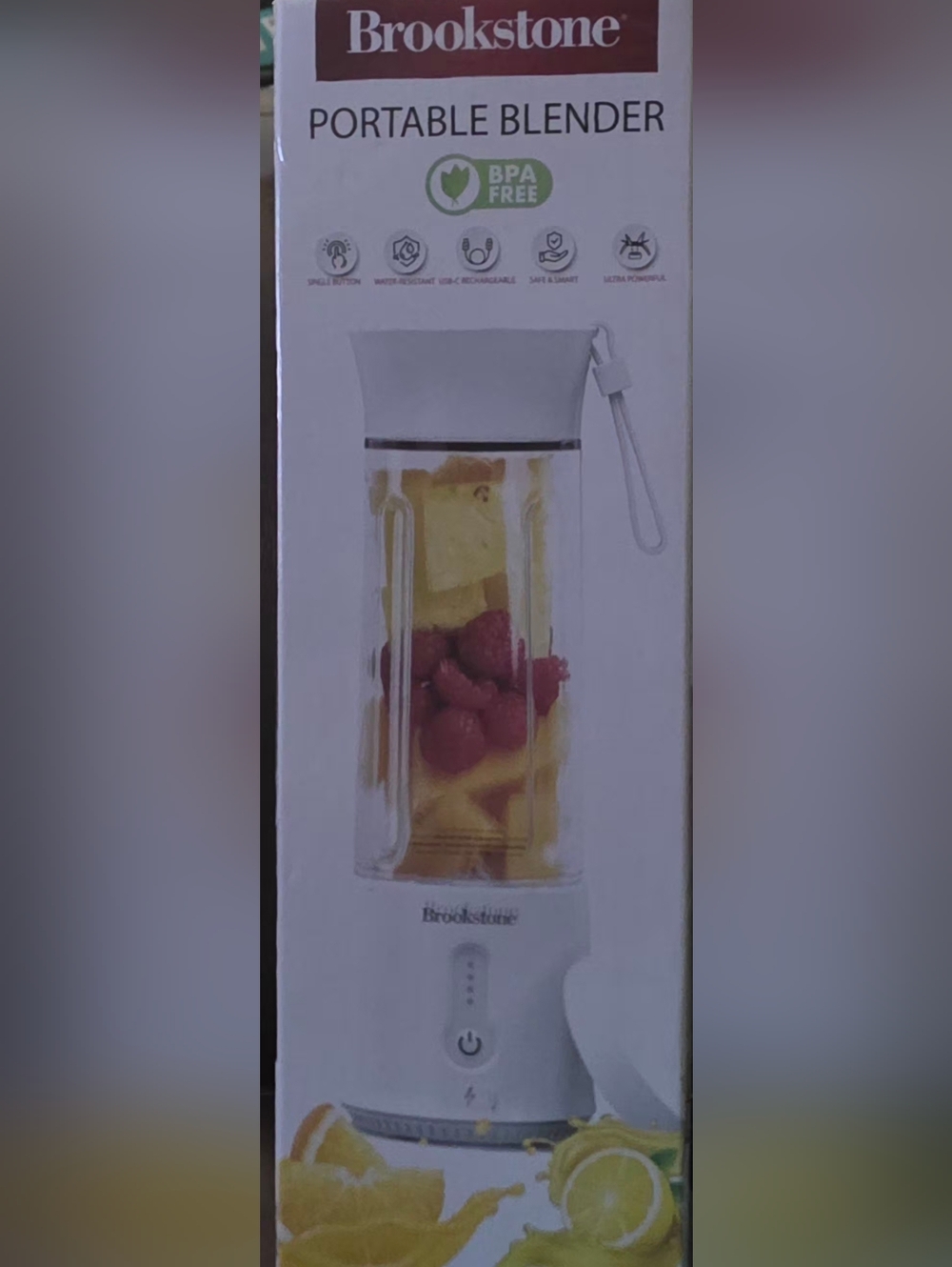 Brookstone White Portable Personal Blender with Wrist Strap